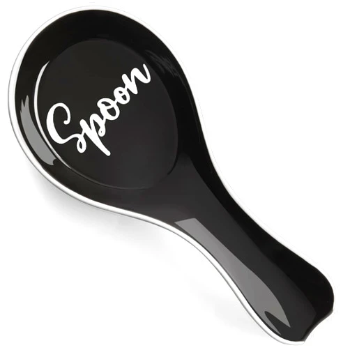 DAYYET Ceramic Spoon Rest for Stove Top, DAYYET Large Spoon Holder, Spoon Rest for Kitchen Counter, Spatula Holder Utensil Rest for Ladles, Tong, Modern Rustic Kitchen Decor, Black