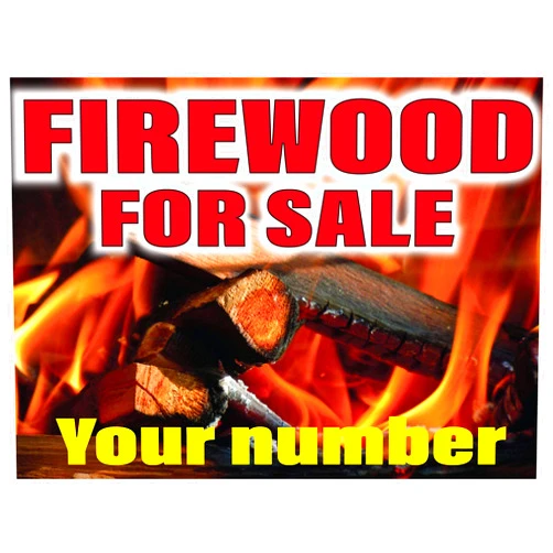 PP4U Custom Firewood For Sale Yard Sign, Printed 2 Sided - 18 x 24, Wire Stakes Included