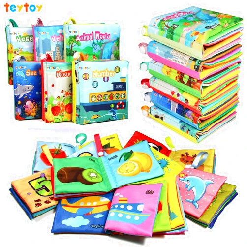 Teytoy My First Soft Book,teytoy Nontoxic Fabric Baby Cloth Books Early Education Toys Activity Crinkle Cloth Book for Toddler, Infants and Kids Perfect for Baby Shower -Pack of 6