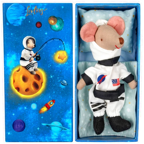LEVLOVS Christmas Mouse in a Matchbox and Friends Toy Baby Registry Gift Astronaut Plush Toy Mouse