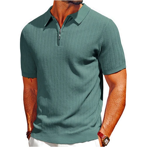 PJ PAUL JONES Men's Polo Shirts Quarter Zip Textured Knit Shirts Summer Shirt