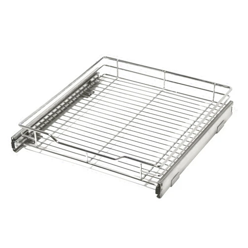 Smart Design Pull Out Cabinet Shelf - Medium - 14.5 Inch x 18-35 - Chrome
