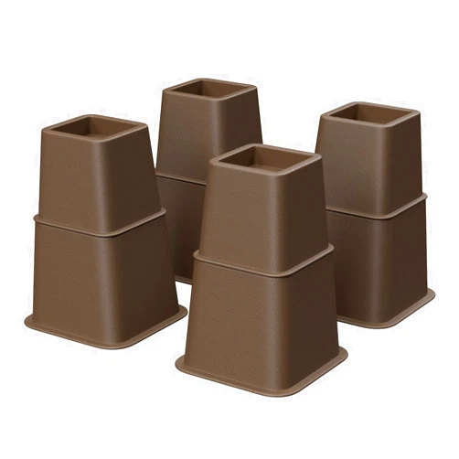 SONGMICS Bed Risers, 4-Pack Furniture Risers, Heavy Duty Bed Lifts in Heights of 3, 5 or 8 Inches, Lifts up to 1300 lb, Stackable Risers for Sofa, Table Legs Extenders, Brown UCDG001K01
