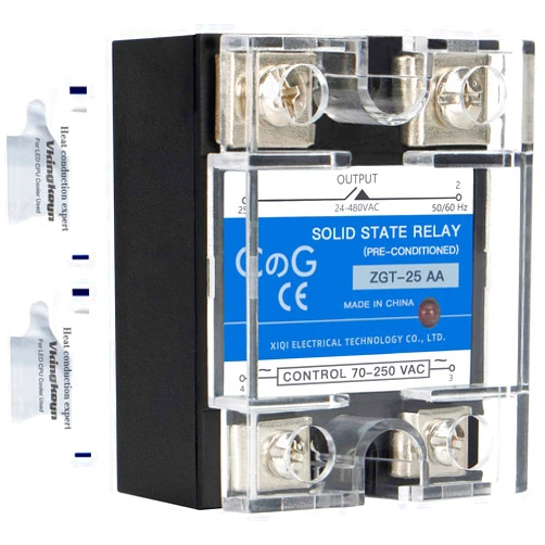 CGELE Solid State Relay SSR-25AA AC to AC Input 70-250VAC to Output 24-480VAC 25A Single Phase Plastic Cover
