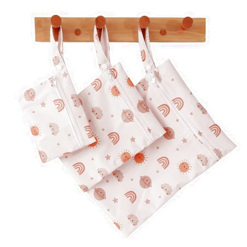KKTAPOS Diaper Wet Dry Bags for Baby Cloth Diapers - 3pcs/set Waterproof Reusable Washable Travel Bags, Gym Bag, Pool, Daycare Soiled Baby Items Yoga Gym Bag for Swimsuits & Wet Clothes (Night)
