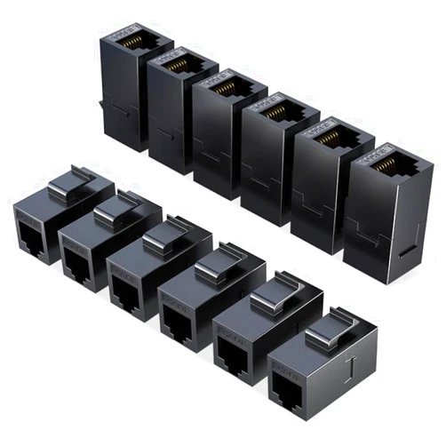 ZOERAX RJ45 Cat6 Keystone Coupler, 12-Pack Female to Female Cat6 Keystone Jack, UTP Keystone Coupler Insert, Black