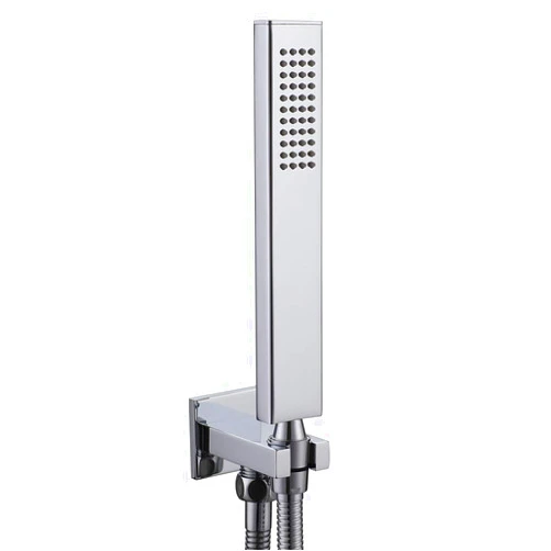 Ownace Square Solid Brass Chrome Hand Held Shower Head With Wall Connector and Hose Set