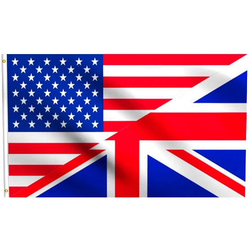 DMSE Wholesale DMSE USA United States America American UK United Kingdom British Union Jack Friendship Flag 3X5 Ft Foot 100% Polyester 100D Flag UV Resistant (3'X5' Ft Foot)
