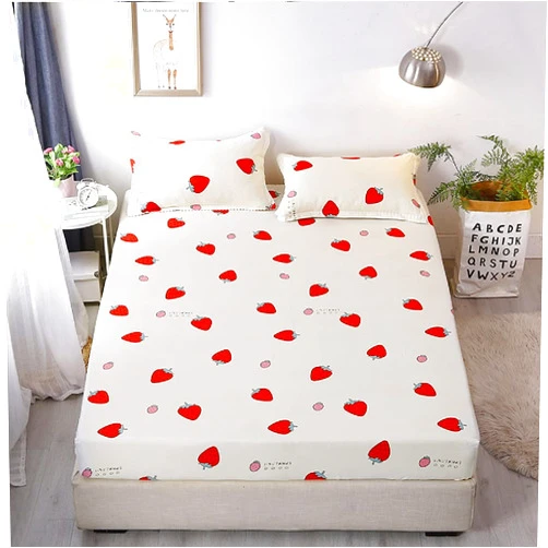 Jejeloiu cute Strawberry bed sheets for kids girls Twin kawaii Japanese anime bedding fitted sheet with 1 pillowcase, soft breathable