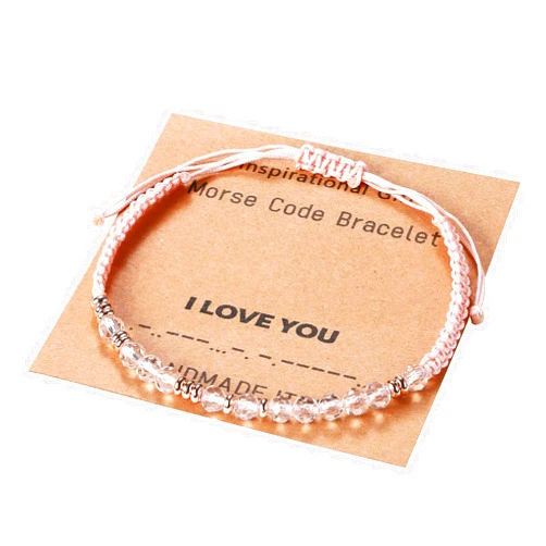 NMQLX Women's Morse Code Bracelets: Inspirational Braided Beads Adjustable Strand Bracelets for Women