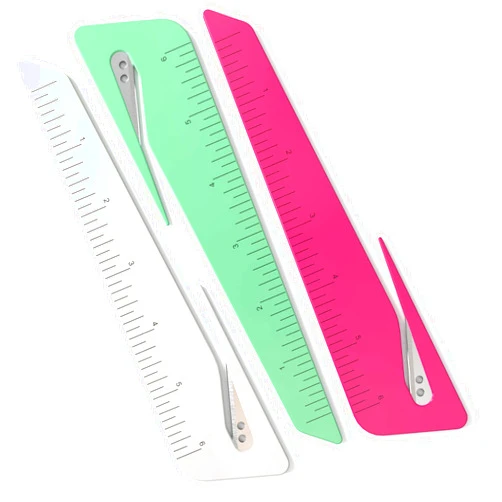 Uncommon Desks Ruler & Letter Opener Combo - Easy to Hold - Oversized Grip - Colorful 6 Inch Ruler - Envelope Opener w/Measuring Tool - Perfect for Crafts, Drafting, Sewing, & Drawing - (3 Pack)