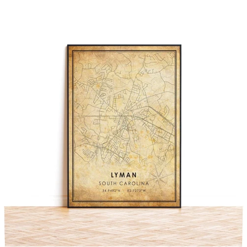 MG Global Wrapped Gift | Vintage Poster of Lyman South Carolina | 11x17 12x18 16x24 24x36 Old Style Unframed Print | Retro Wall Art | Antique Rustic Home Office Decor
