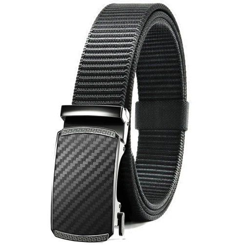 CHAOREN Black Ratchet Belts for Men - Casual Web Nylon Mens Belt 1 3/8