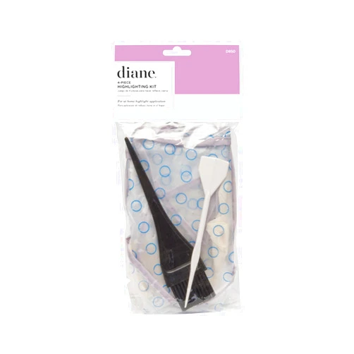 Diane Hair Coloring Kit – 4 Piece Set – DIY Color, Dye, Highlighting Supplies, Gloves, Tipping Cap, Spatula with Needle, Tint Applicator Brush, D850