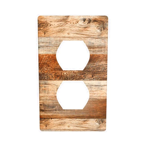 Aevaxy Brown Wood Outlet Cover 1 Gang Single Duplex Receptacle Covers Rustic Farmhouse Wood Grain Decorative Wall Plates for Electrical Outlets, 4.50 x 2.76 Inch