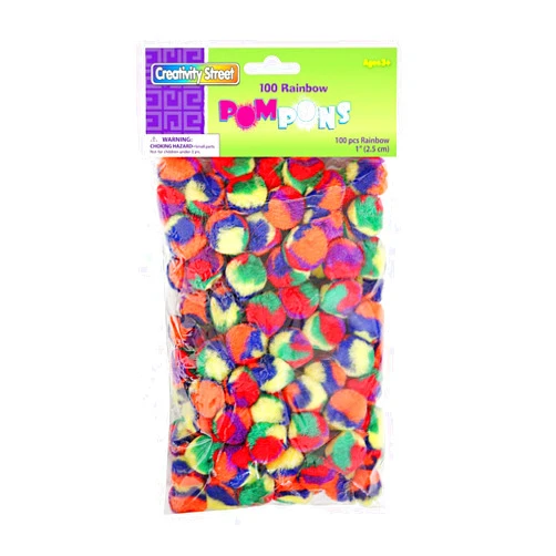 Creativity Street Pom Pons 100-Piece x 1 Inch, Rainbow