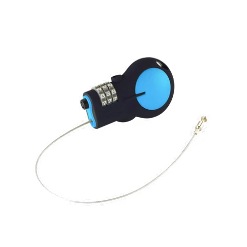 Lewis N. Clark TSA Approved Padlock & Bike Lock for Luggage + Travel, Set Your Combo w/30in Retractable Steel Cable, Blue, One Size