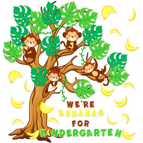 Wiooffen Animals Cutouts Monkeys Kindergarten Classroom Bulletin Board Decorations Monkeys Cut-Outs Back to School Jungle Bulletin Banana Theme Party Supplies for Toddler Kids Students Classroom