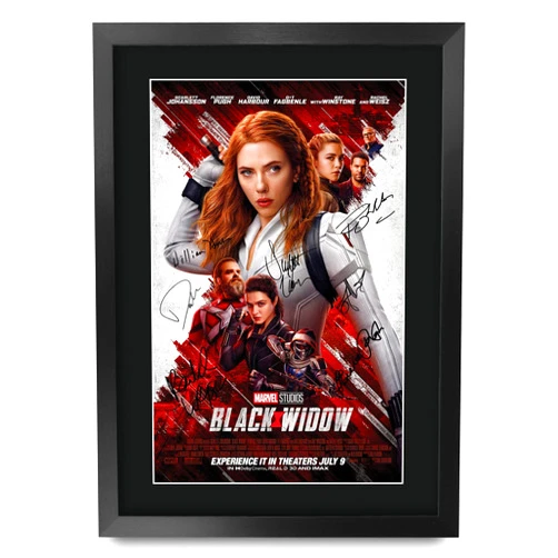 HWC Trading Black Widow Scarlett Johansson 16 x 12 inch Framed Gifts Printed Poster Signed Autograph Picture for Movie Memorabilia Fans - 16