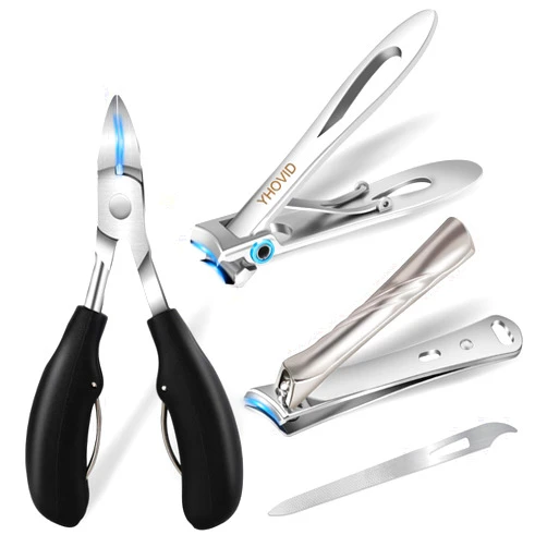 YHOVID Toe Nail Clippers for Men, Toenail Clippers for Thick Nails for Seniors, German Ultra Sharp Stainless Steel Fingernail Clipper with Catcher, Heavy Duty Ingrown Nail Cutter Long Handle with Wide Jaw