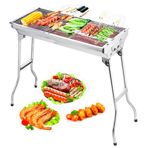 Uten Barbecue Charcoal Grill Stainless Steel Folding Portable BBQ Tool Kits for Outdoor Cooking Camping Hiking Picnics Tailgating Backpacking or Any Outdoor Event (Large)