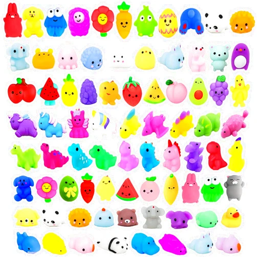 SUNPROUND 130Pcs Mochi Squishy Toys, Kawaii Squishies Fidget Stress Relief Toy for Kids Party Favors, Classroom Prizes, Goodie Bag Stuffers, Party Bag Filler, Birthday Gifts (Random)