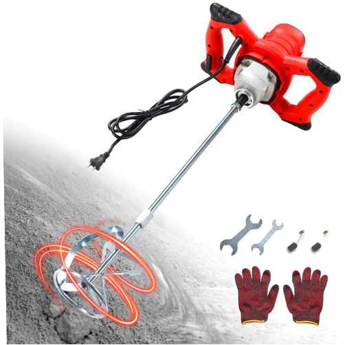 CALCHELE Cement Mixer, 110V Handheld Mud Mixer with 6 Speed, 2100W Electric Concrete Mixer for Paint Mortar Fodder Mixing Drywall Grout Plaster