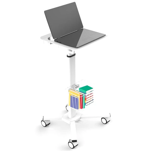 TUILUN Adjustable Height Portable Laptop Desk with Wheels,White Computer Cart on Wheels,Standing Mobile Desk Workstation, Utility Medical Cart