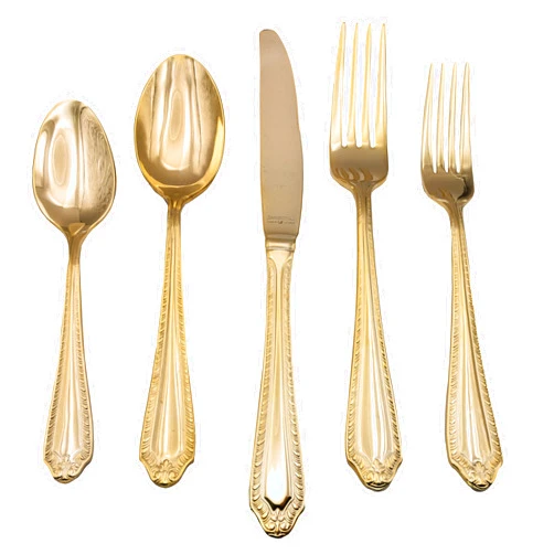 Barenthal Fiori Pattern Gold Plated Flatware, 60-Piece Set