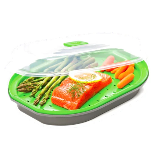 Progressive International Prep Solutions by Progressive Microwavable Fish and Veggie Steamer, Steam Vent, Vegetable Steamer, BPA FREE, Dishwasher Safe