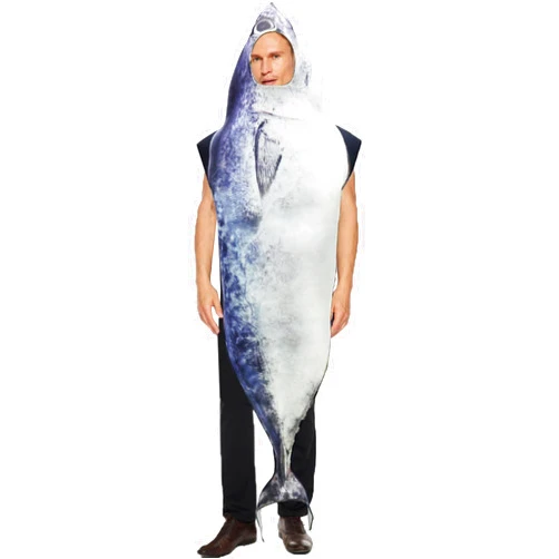 Yeory Halloween Fish Costume, 26.4x66.9 Inch Fish Costume Adult, Sponge Under the Sea Costumes, Funny Fancy Dress for Adults Costume Party, Cosplay, Shark Costume Adult