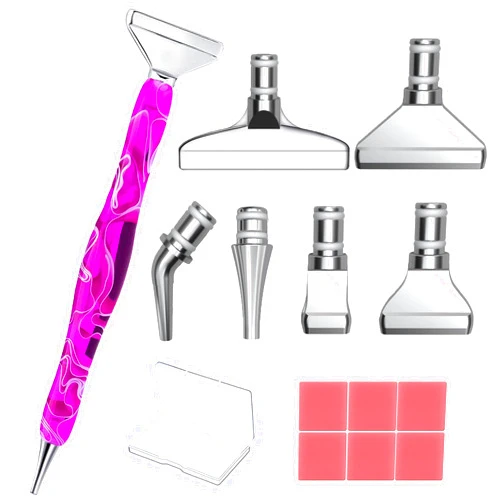 Heyseri 14PCS Diamond Painting Pen Accessories Tools Set, Exquisite Stainless Steel Metal Pen Tips,Ergonomic Diamond Art Drill Pen and 6 Painting Glue Clay,Comfort Grip and Faster Drilling (14PCS-Purple)