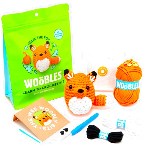 The Woobles Crochet Kit for Beginners - Easy Arts and Crafts Knitting & Crochet Animals Kit As Seen On Shark Tank - Felix The Fox