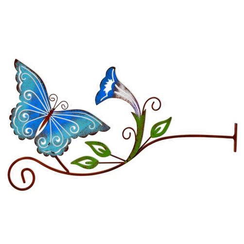 Sunset Vista Designs 94066 Party Metal Fence Ornament Mounted Garden Décor, 15.5-Inch, Butterfly