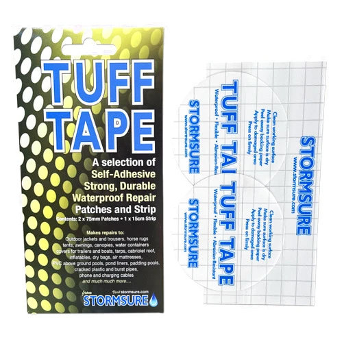 Stormsure TUFF Tape Combo Pack - Tent Repair Tape with 15cm Strip and Two 75mm Round Patches - Waterproof, Flexible, Durable Repairs to Tents, Awnings, Groundsheets and More
