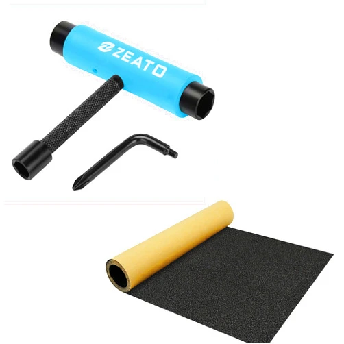 Zeato Upgrade Skatboard T Tool and Grip Tape Sandpaper Sheet