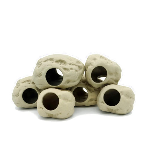 ALEGI Aquarium Decoration Rock Caves for Fish Tank, Ceramic Betta Fish Tank Accessories Hideout, Cichlid Stackable Cave Hiding (3 Small & 3 Medium)