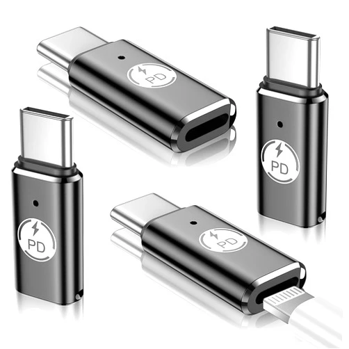 Temdan Lightning to USB C Adapter (4 Pack) for iPhone 15/15 Pro/15 Pro Max/15 Plus,Type C Charger Connector,Support Charging & Data Transfer,for iPhone 15 Charger Adapter Not for Audio/OTG-PD Black