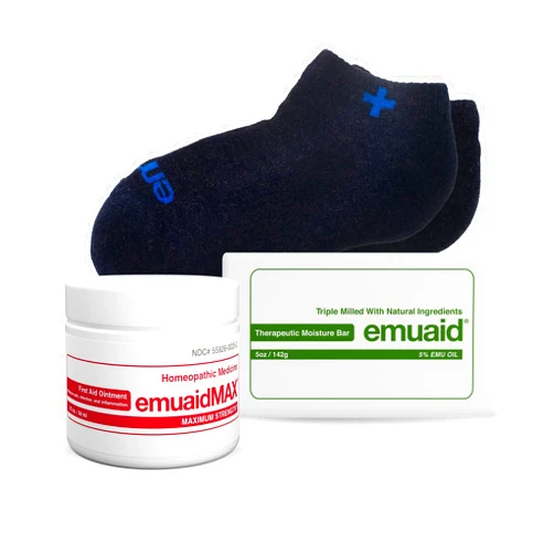 emuaid EMUAIDMAX Nail Fungus Kit - EMUAIDMAX Maximum Strength 2oz with Silver Ionic Socks Therapeutic Moisture Bar is suitable for Nail Fungus, Athlete’s Foot, Foot Ulcers, Cracked Heels.