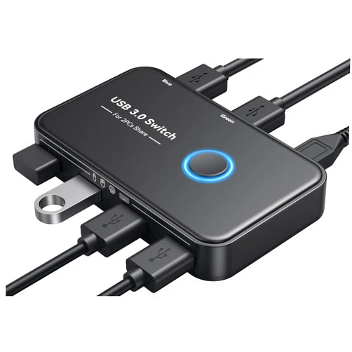 GIIMAKE USB 3.0 Switch, Giimake USB Switcher 2 Computers Sharing 4 USB Devices KVM Switcher Box for PC, Printer, Scanner, Mouse, Keyboard with 2 Pack USB Cable(Compatible with Mac/Windows/Linux)