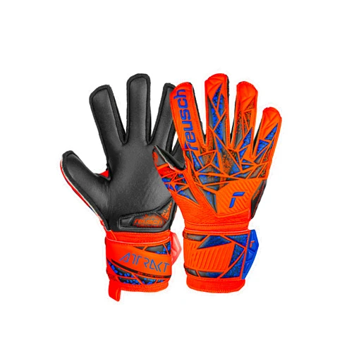 Reusch Attrakt Silver Junior Goalkeeper Gloves, Hyper Orange/Electric Blue/Black, Size 6