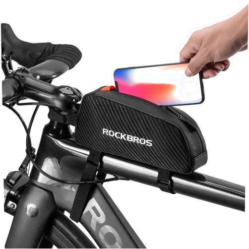 ROCKBROS Top Tube Bike Bag Bicycle Front Frame Bag Bike Accessories Pouch Compatible with iPhone 14/13/12 Pro Galaxy S22/S21