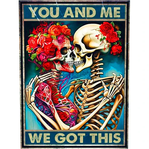 croshom Diamond Painting Kit for Adults, Full Drill gem Art Skeleton Rose Diamond Art Kit for Beginners, Round 5D Gem Art Painting Kits DIY Adult Crafts Kit for Home Wall Decor Gift 12x16in