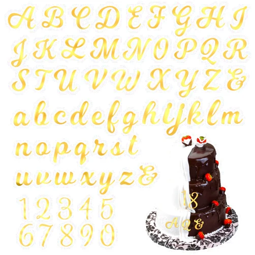 Lusofie 64Pcs Acrylic Alphanumeric Cake Topper Gold Mirror Alphabet A-Z and Number 0-9 Cake Decoration Shiny Personalized Cake Topper for Birthday Cake Toppers Wedding Baby Shower (Gold)