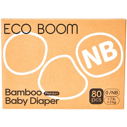 ECO BOOM Diapers, Viscose from Bamboo Diapers, Natural Soft Disposable Nappies for Infant, Size 0 Suitable for up to 7 lbs (Newborn - 80 Count)