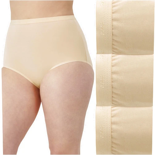 Bali Women's Stretch Cotton Underwear, Cut-fit Brief, Full Coverage Panty, 3-Pack