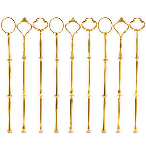 Tosnail 9 Sets 3 Tier Cupcake Stand Fittings, Cake Stand Hardware, Dessert Serving Trays Support Rod, Tiered Resin Plates, Crafts Making and Decoration - Gold