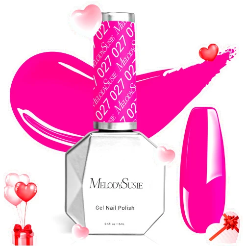 MelodySusie Neon Pink Gel Nail Polish,0.5fl oz Bright Pink Nails Soak Off UV LED Hot Pink Gel Polish Gift for Women Nail Art Manicure Salon DIY Nail Design Decoration at Home-027