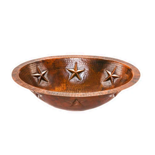 Premier Copper Products Handmade Star Under Counter Hammered Copper Bathroom Sink (Mexico)