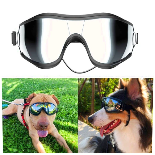 NVTED Dog Sunglasses/Goggles, UV/Wind/Dust/Fog Protection Pet Glasses Eye Wear with Adjustable Strap for Medium or Large Dog (Pack of 1)